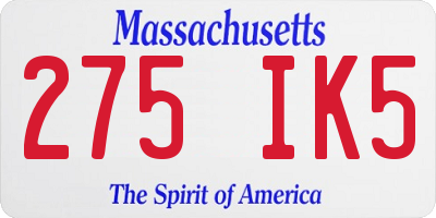 MA license plate 275IK5