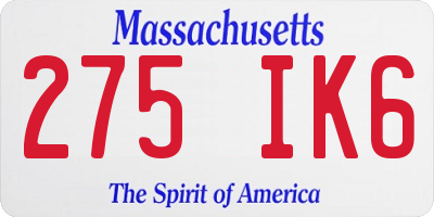 MA license plate 275IK6