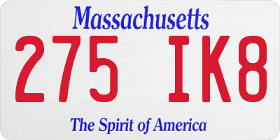 MA license plate 275IK8