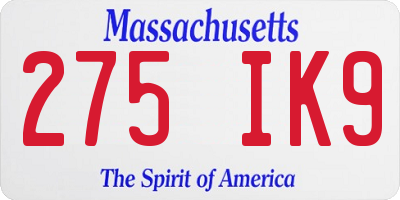 MA license plate 275IK9
