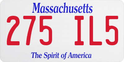 MA license plate 275IL5