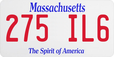 MA license plate 275IL6