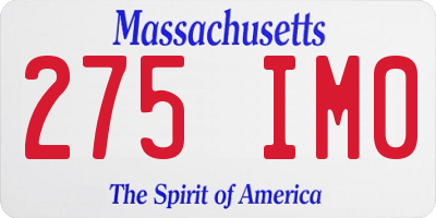 MA license plate 275IM0