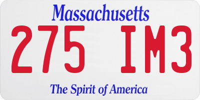 MA license plate 275IM3
