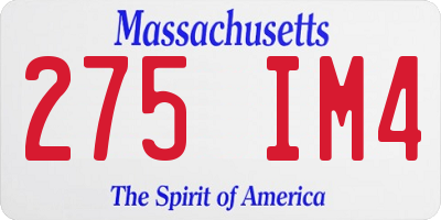 MA license plate 275IM4