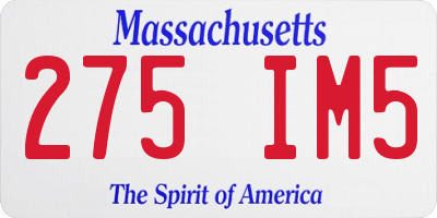 MA license plate 275IM5