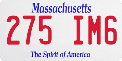 MA license plate 275IM6