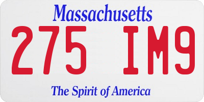 MA license plate 275IM9