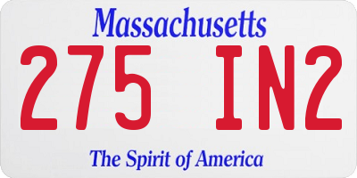 MA license plate 275IN2