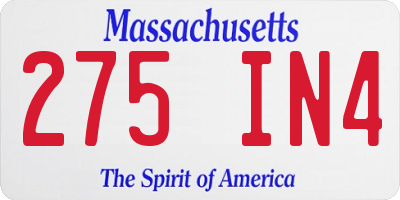 MA license plate 275IN4