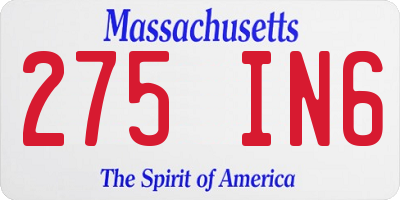 MA license plate 275IN6