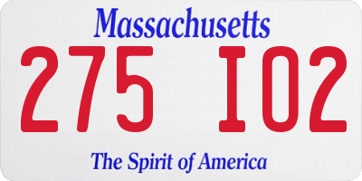 MA license plate 275IO2