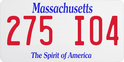 MA license plate 275IO4