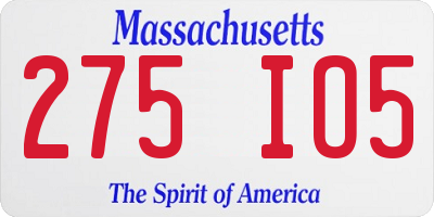 MA license plate 275IO5