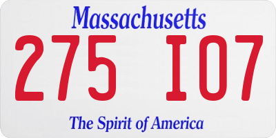 MA license plate 275IO7