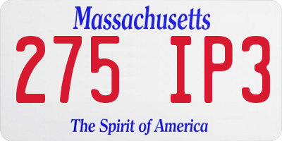 MA license plate 275IP3