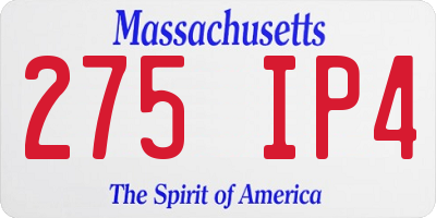 MA license plate 275IP4