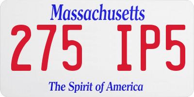 MA license plate 275IP5