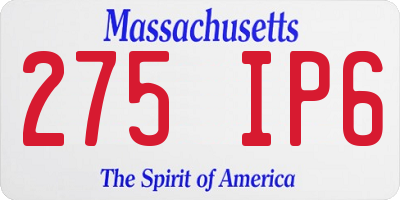 MA license plate 275IP6
