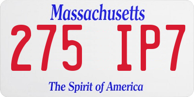MA license plate 275IP7