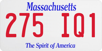 MA license plate 275IQ1