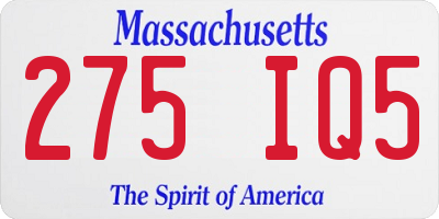 MA license plate 275IQ5