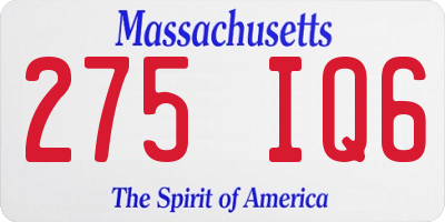 MA license plate 275IQ6