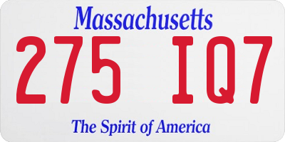 MA license plate 275IQ7