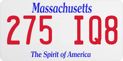 MA license plate 275IQ8