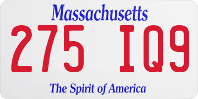 MA license plate 275IQ9