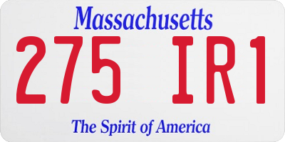 MA license plate 275IR1