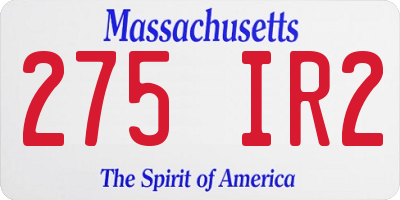 MA license plate 275IR2