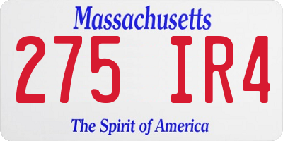 MA license plate 275IR4