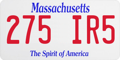 MA license plate 275IR5