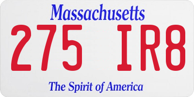 MA license plate 275IR8