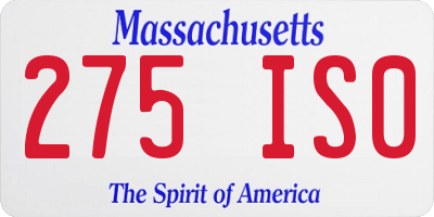 MA license plate 275IS0
