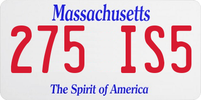 MA license plate 275IS5