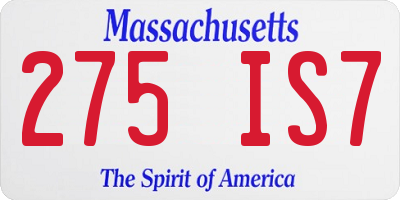 MA license plate 275IS7
