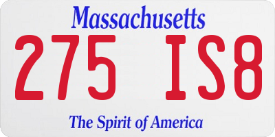 MA license plate 275IS8