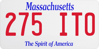 MA license plate 275IT0