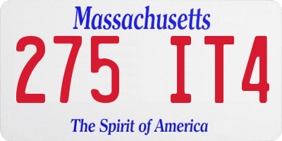 MA license plate 275IT4