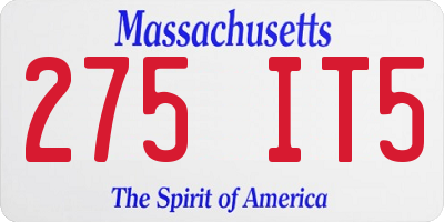 MA license plate 275IT5