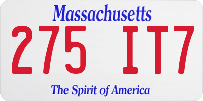 MA license plate 275IT7