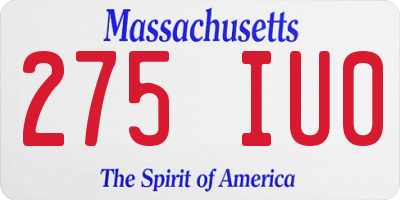 MA license plate 275IU0