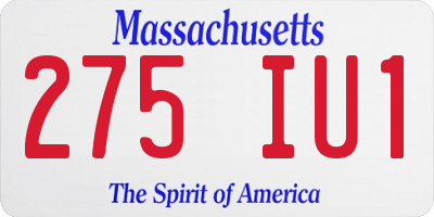 MA license plate 275IU1