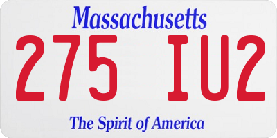 MA license plate 275IU2