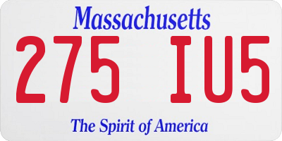 MA license plate 275IU5