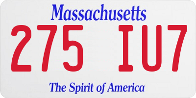MA license plate 275IU7