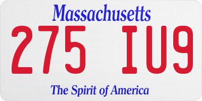 MA license plate 275IU9