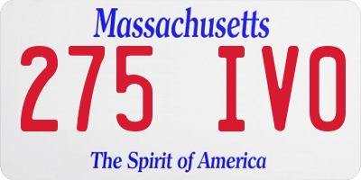 MA license plate 275IV0